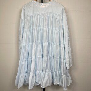 Merlette Womens Sky Blue Pima Cotton Long Sleeve Soliman Mini Dress Size Medium